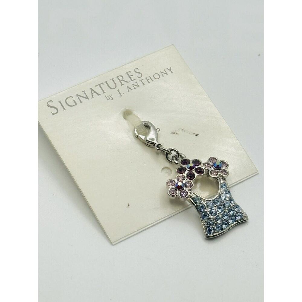 Vintage Bag Shaped Rhinestone Bracelet Bag Charm Keychain Clip On G1